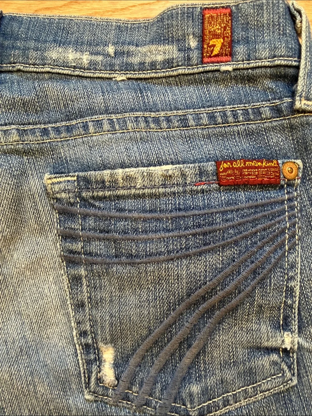 7 For All Mankind Dojo The Lexie Petite Distressed Denim Long Shorts size 25P
